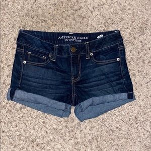 AE dark wash jean shorts